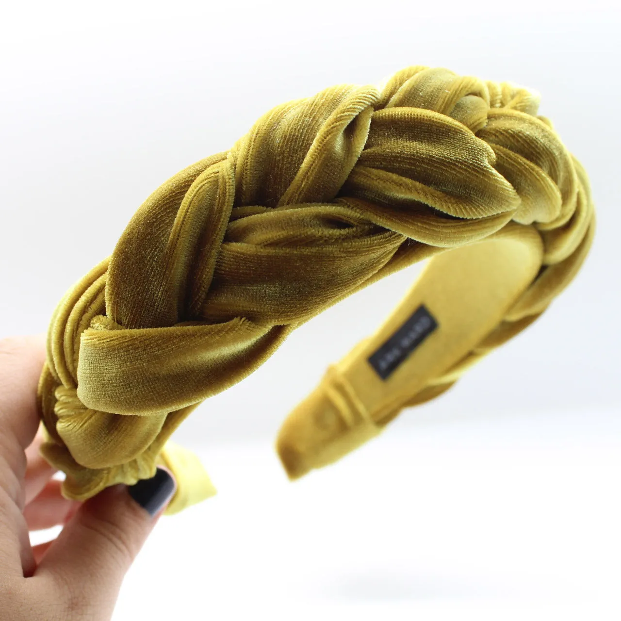 Mustard Velvet Braided Headband