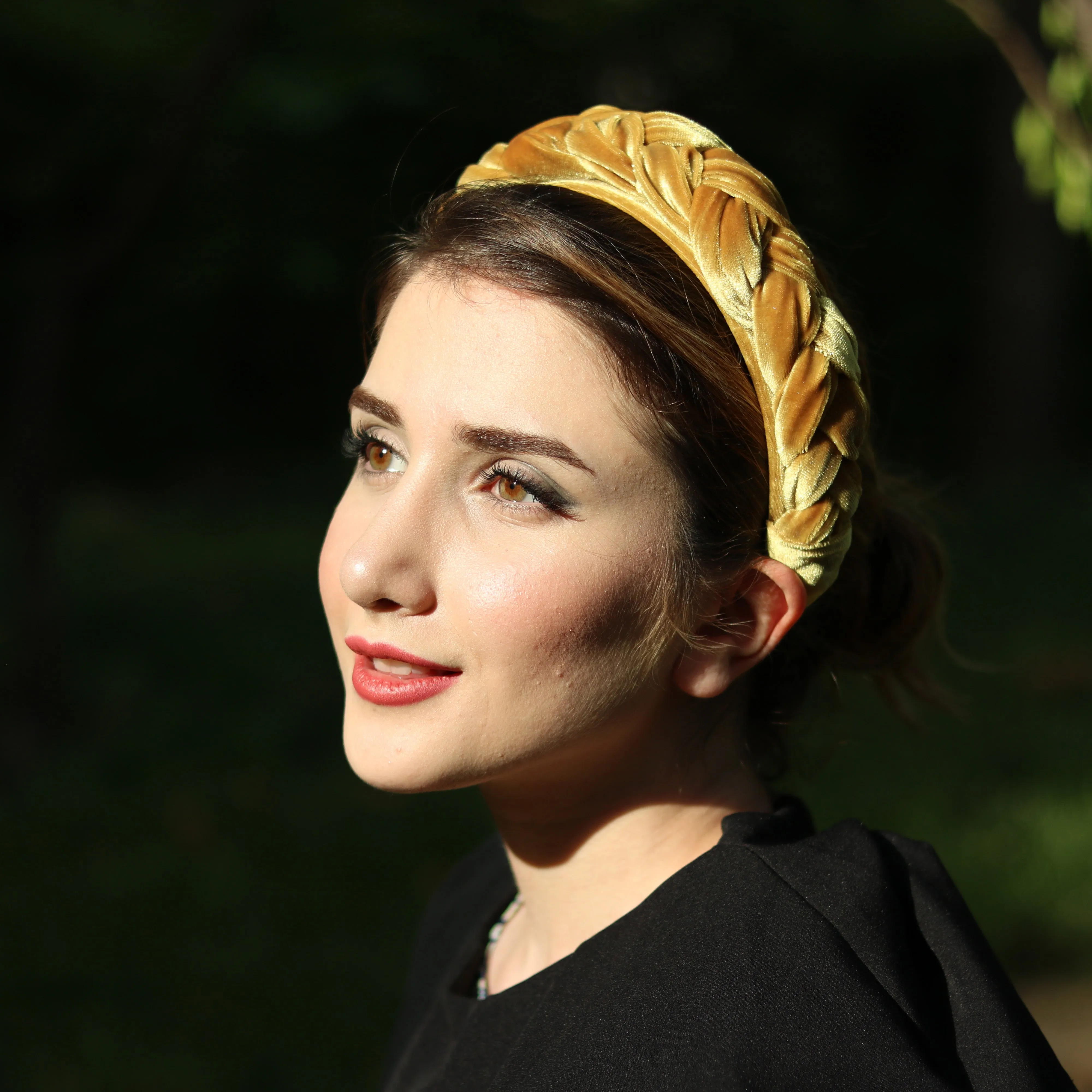 Mustard Velvet Braided Headband
