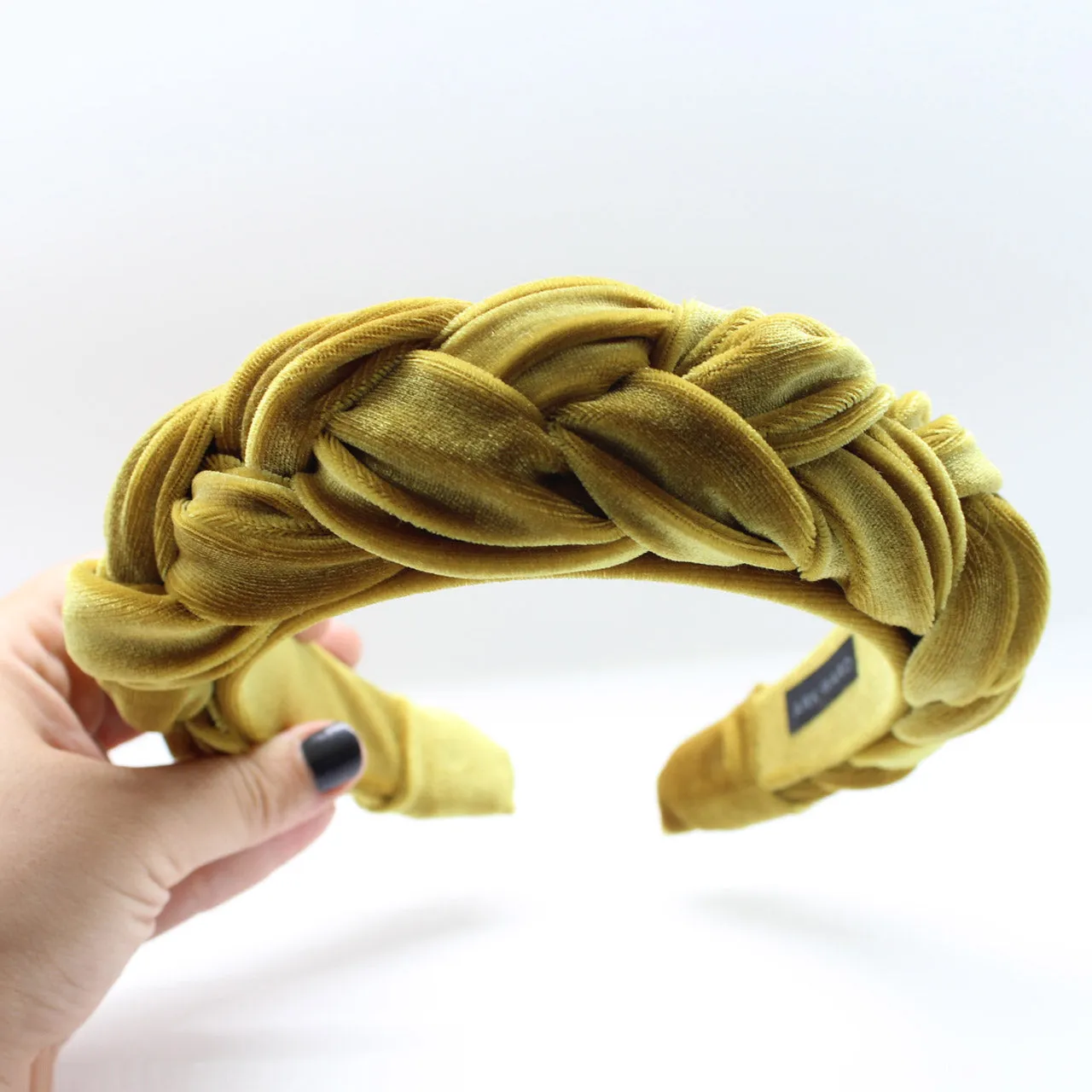 Mustard Velvet Braided Headband