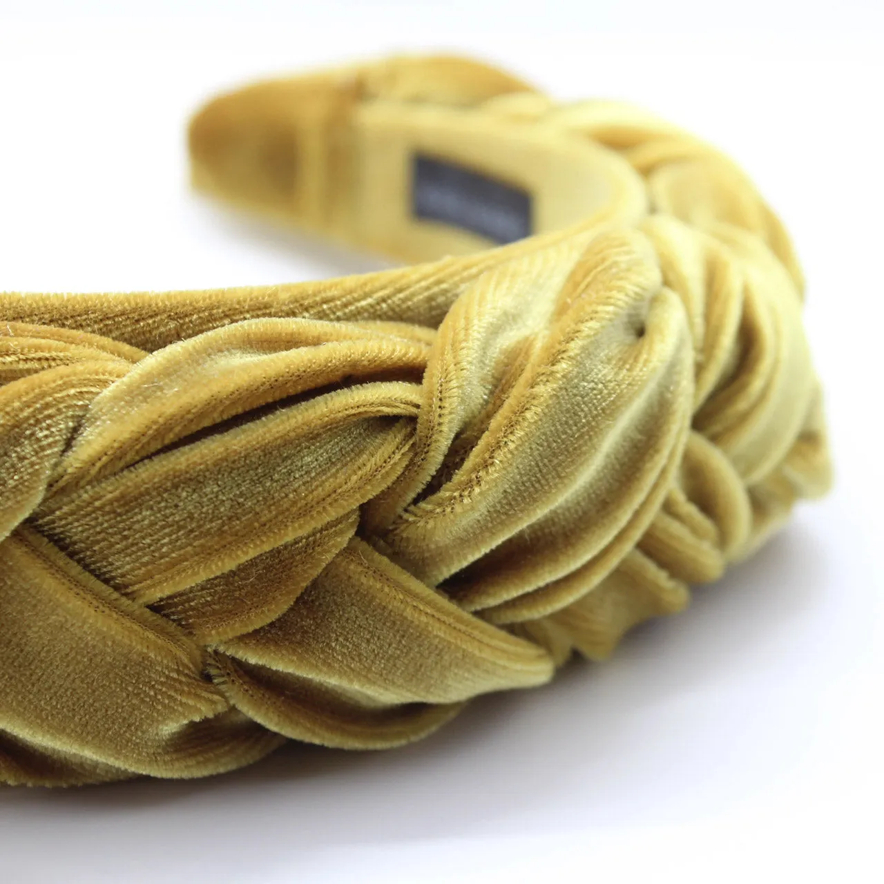 Mustard Velvet Braided Headband
