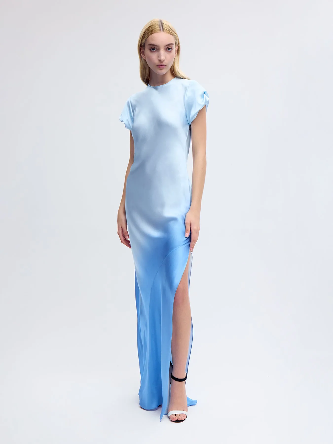 Nausheen Silk Gown in Blue Degrade