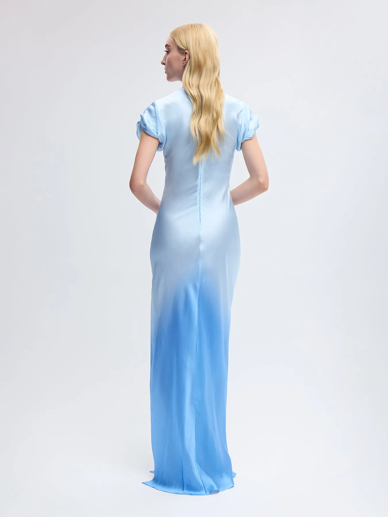 Nausheen Silk Gown in Blue Degrade
