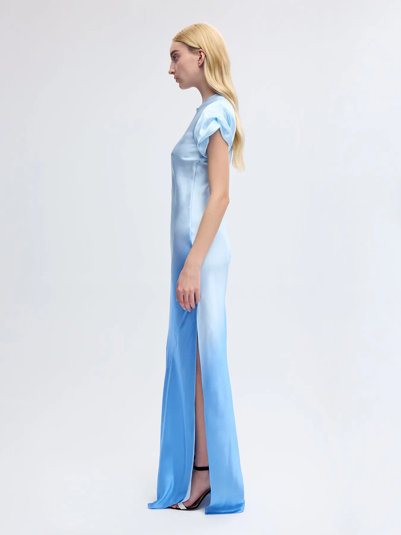 Nausheen Silk Gown in Blue Degrade