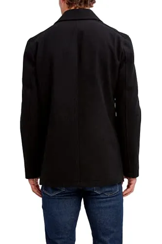 Nautica Men Classic Double Breasted Peacoat, Black, Large