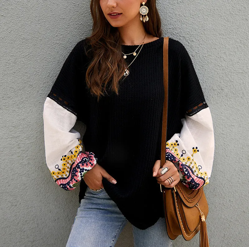 New Autumn and Winter Knit Stitching Top Sweater