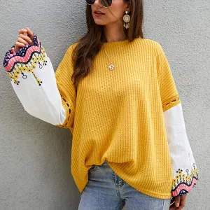 New Autumn and Winter Knit Stitching Top Sweater