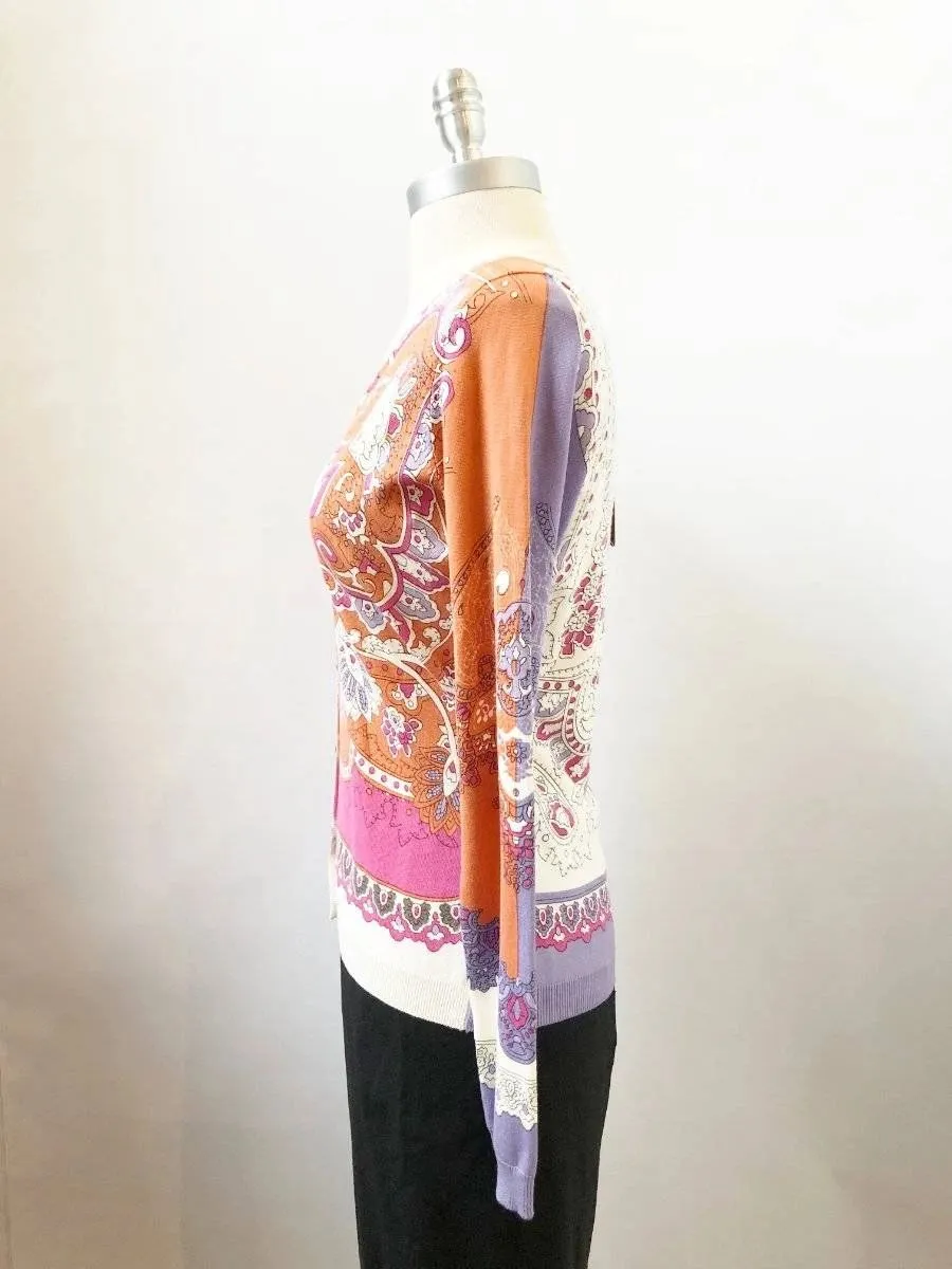 NEW Etro Silk Patterned Cardigan Sweater Size 42 It (S / 6 Us)