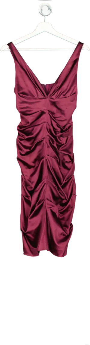 Nicole Miller Red Ruched Midi Dress UK 10