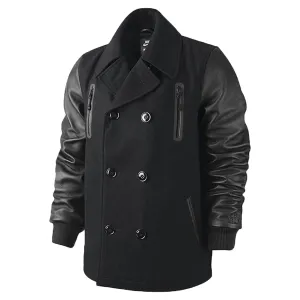 Nike Lebron Peacoat Leather Wool Jacket Mens Style : 507702