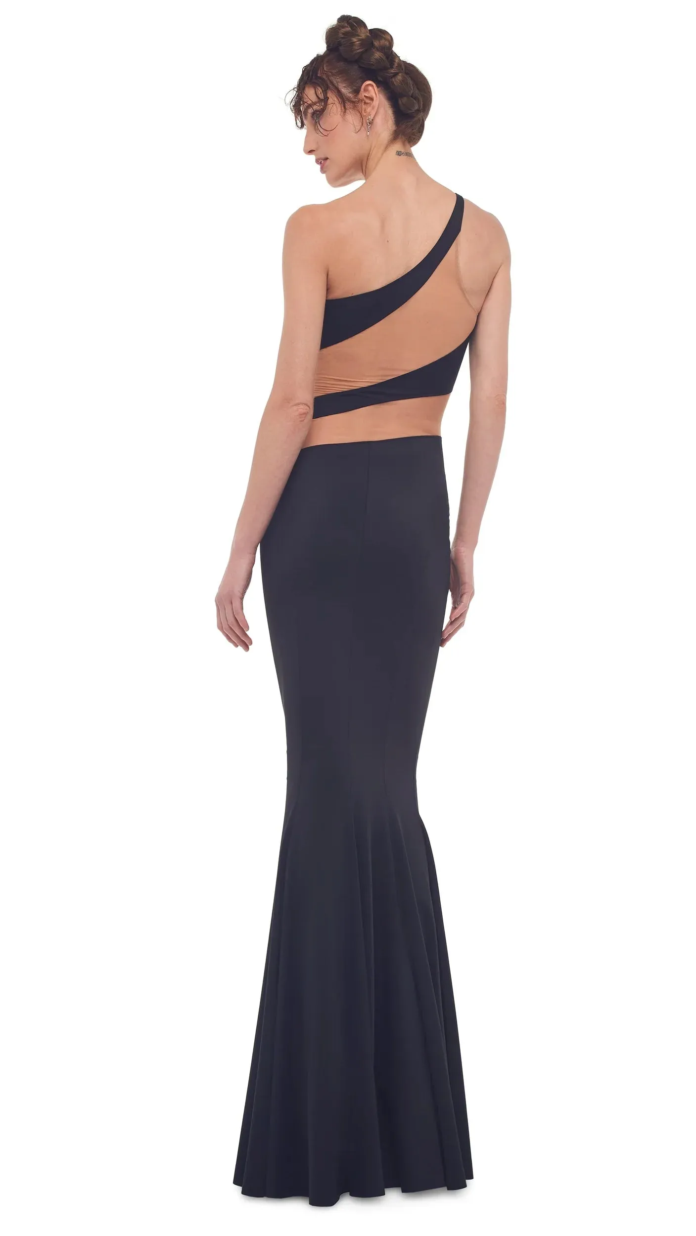 Norma Kamali snake mesh gown black