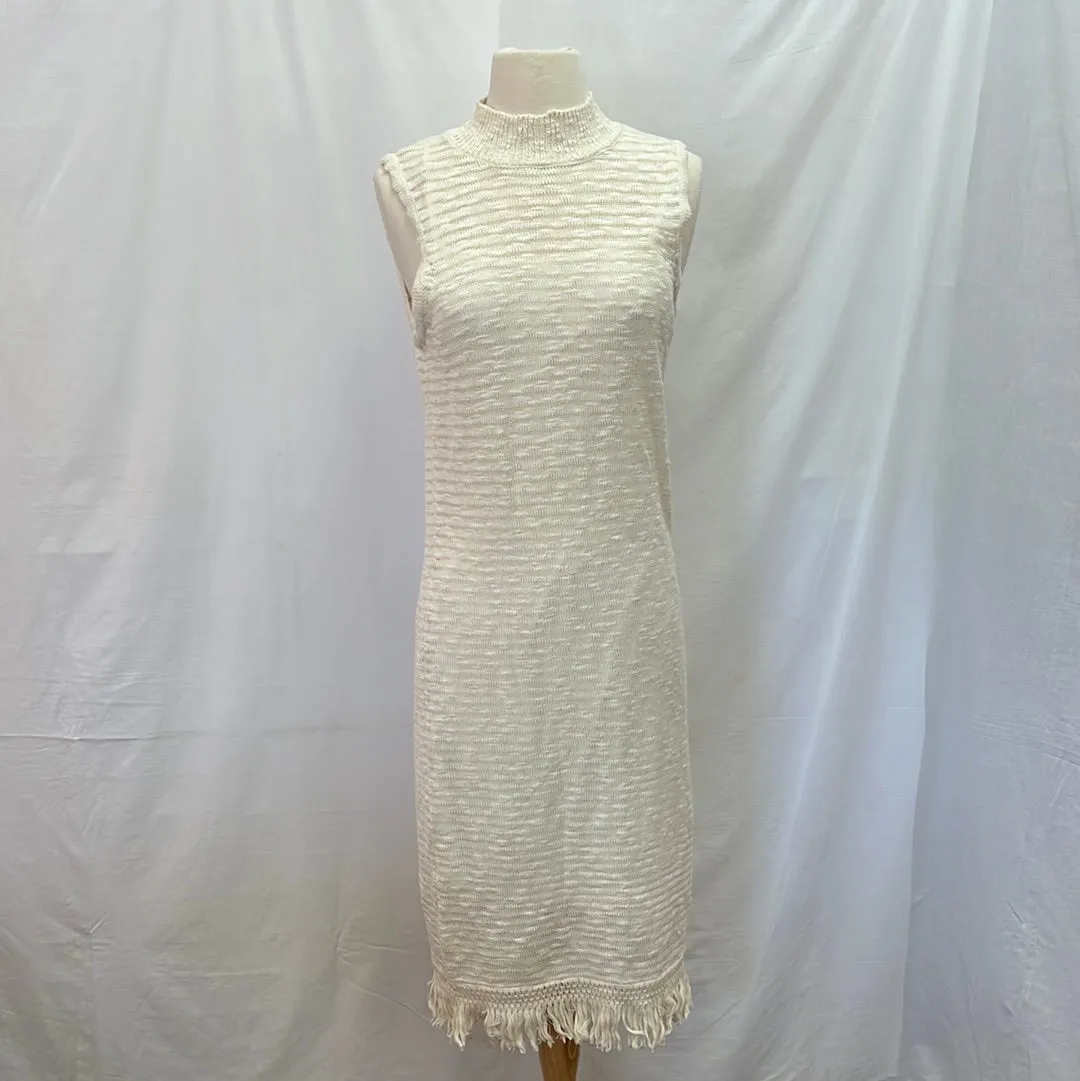 NWT -- Calahan Anthropologie Cream Knit Fringe Column Dress -- M