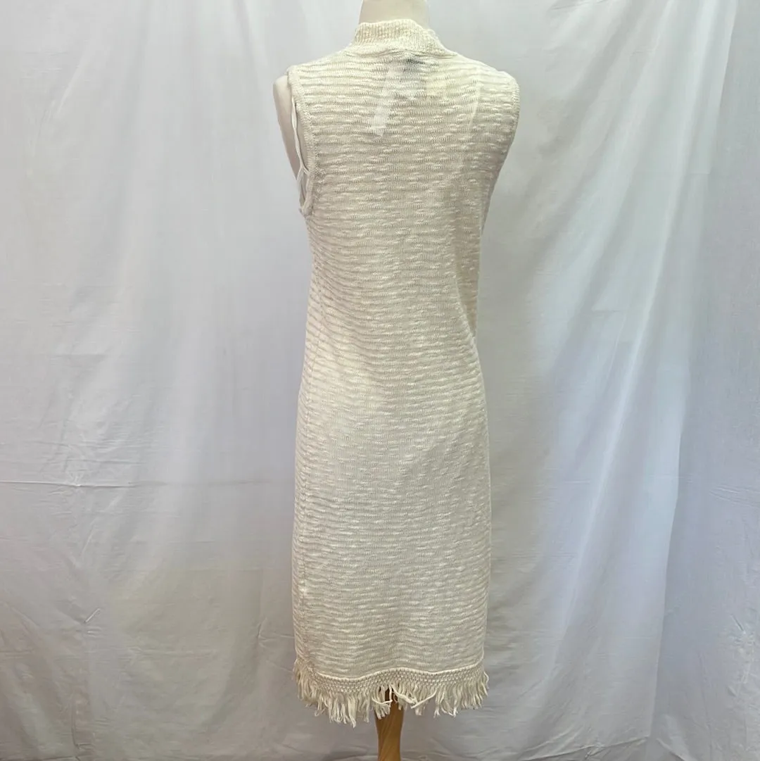 NWT -- Calahan Anthropologie Cream Knit Fringe Column Dress -- M