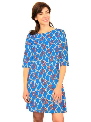 Nylon Spandex Dress Elbow Sleeve Round Neck Style 583D34 LBT