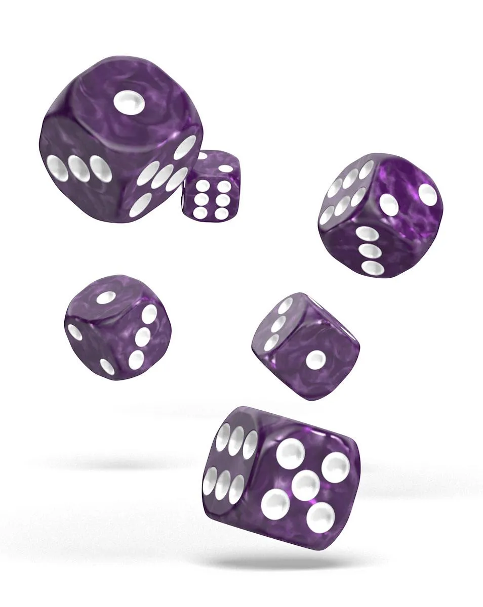 Oakie Doakie Dice D6 Dice 16 mm Marble - Purple (12)