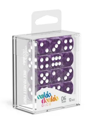 Oakie Doakie Dice D6 Dice 16 mm Marble - Purple (12)