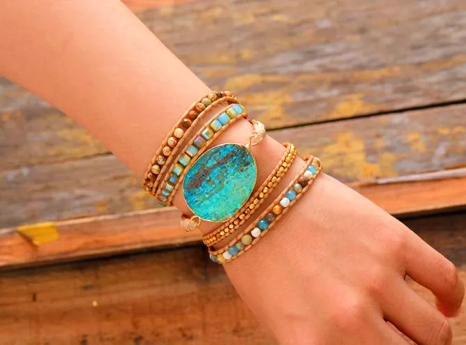 Ocean Jasper Stone Wrap Bracelet