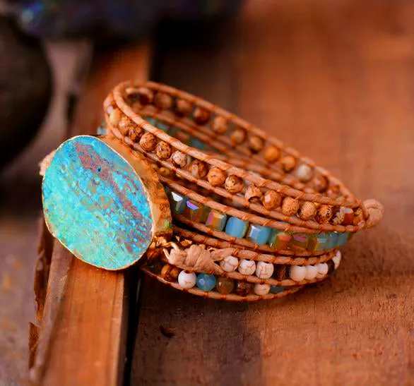 Ocean Jasper Stone Wrap Bracelet