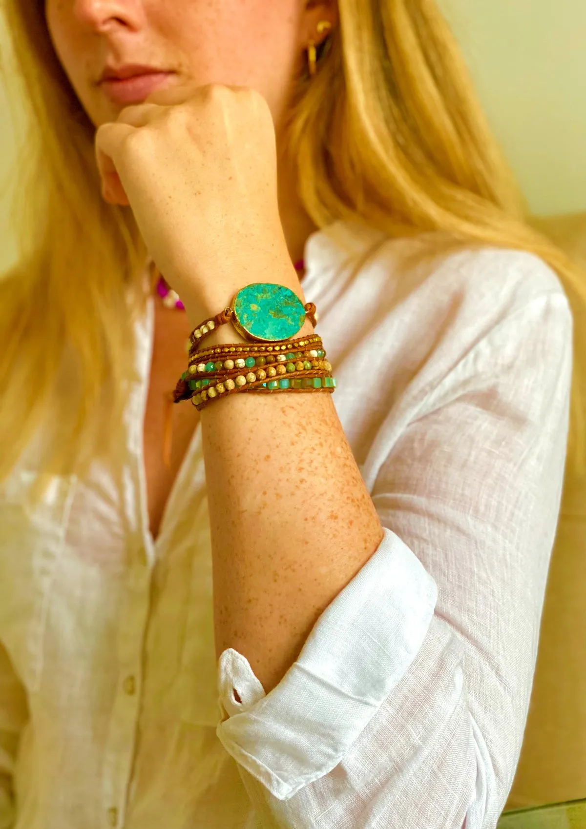 Ocean Jasper Stone Wrap Bracelet