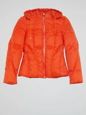Orange Zip-Up Down Jacket