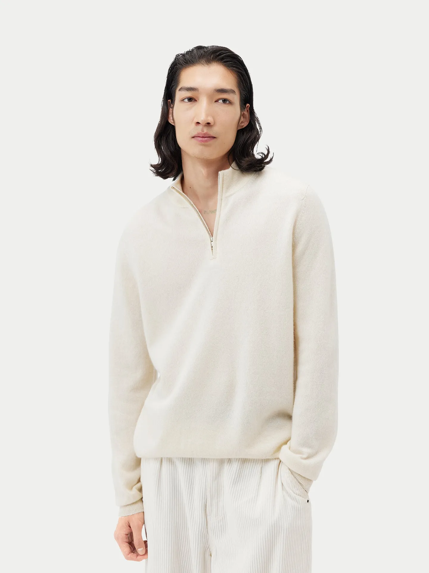 Organic Colour Half-Zip Cashmere Sweater
