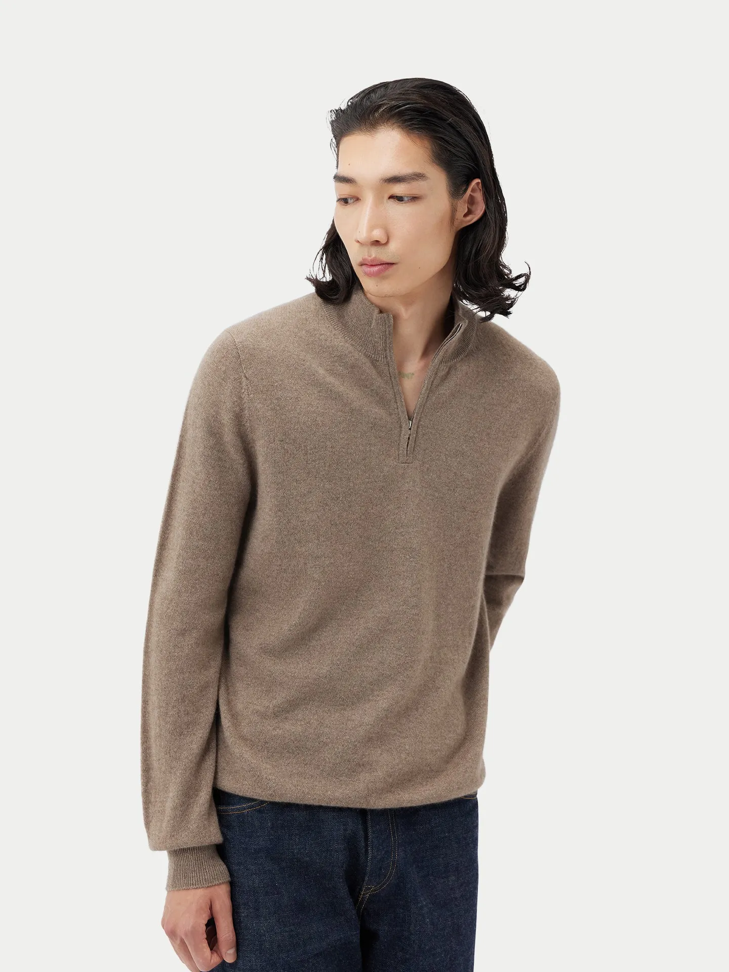 Organic Colour Half-Zip Cashmere Sweater