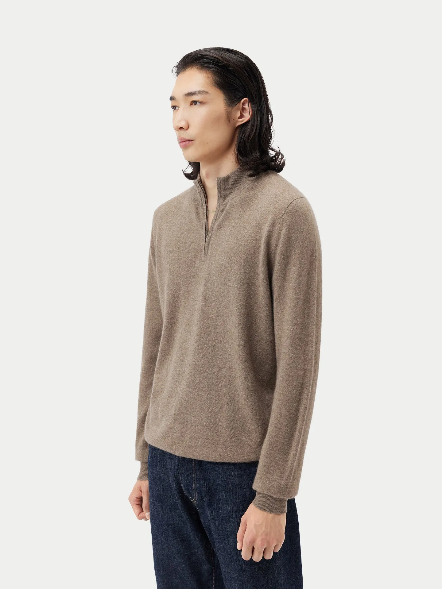 Organic Colour Half-Zip Cashmere Sweater