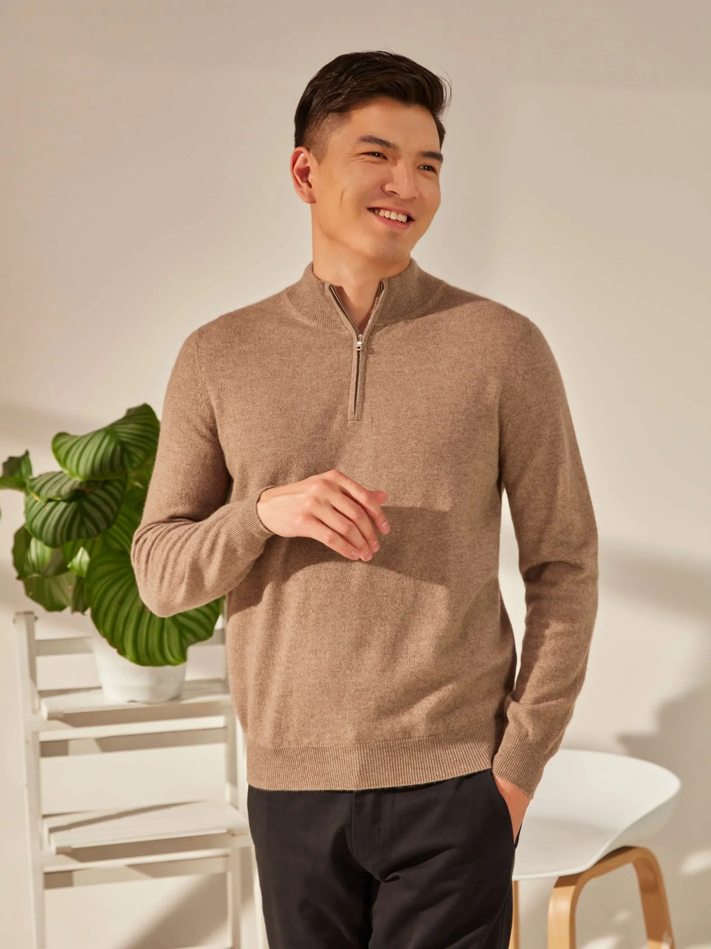 Organic Colour Half-Zip Cashmere Sweater