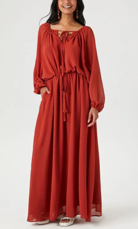 Organza Tassel Maxi Dress