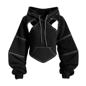 Oversized Y2K Contrast Hoodie | Harajuku Techwear Aesthetic