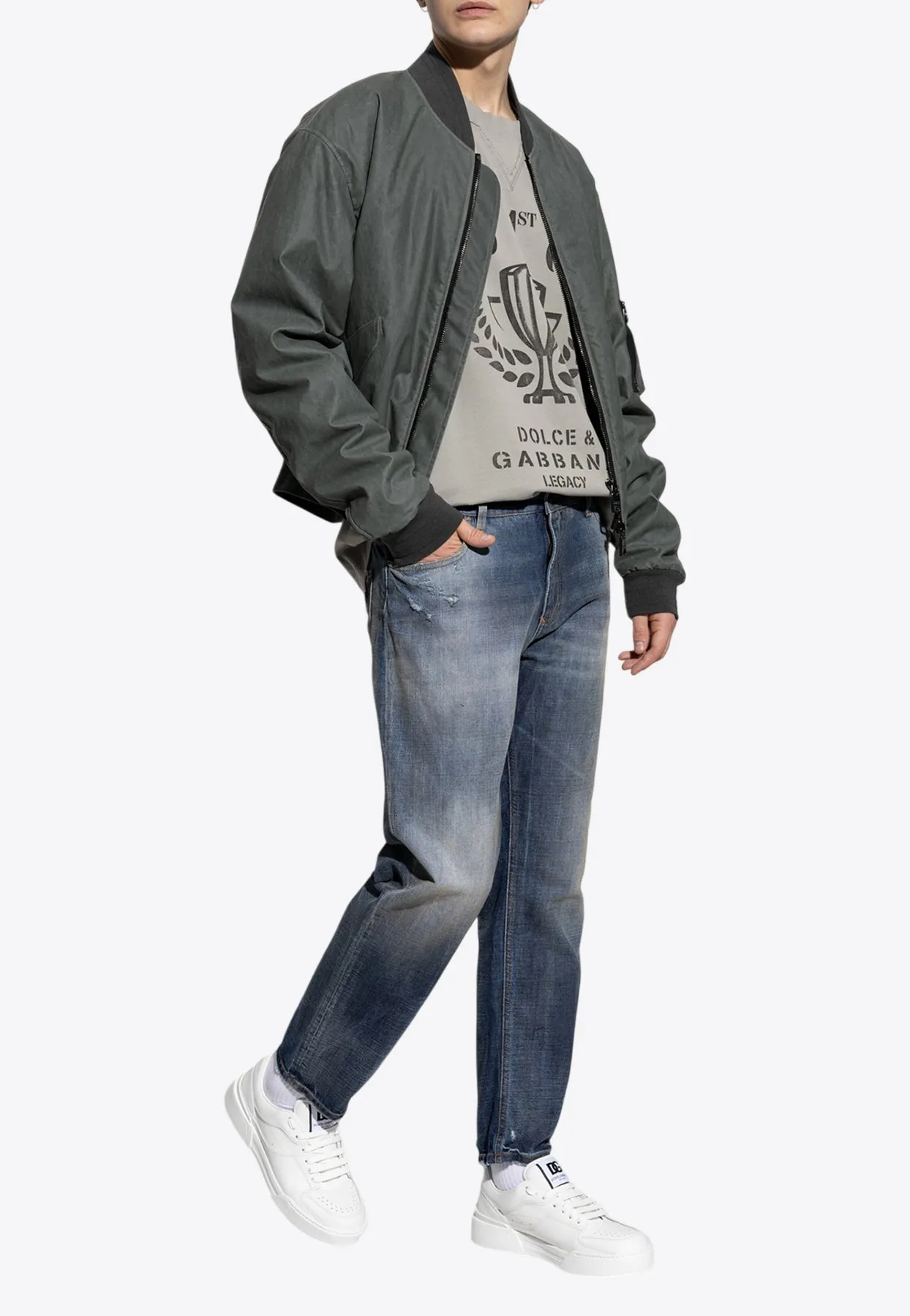 Oversized Zip-Up Bomber Jacket