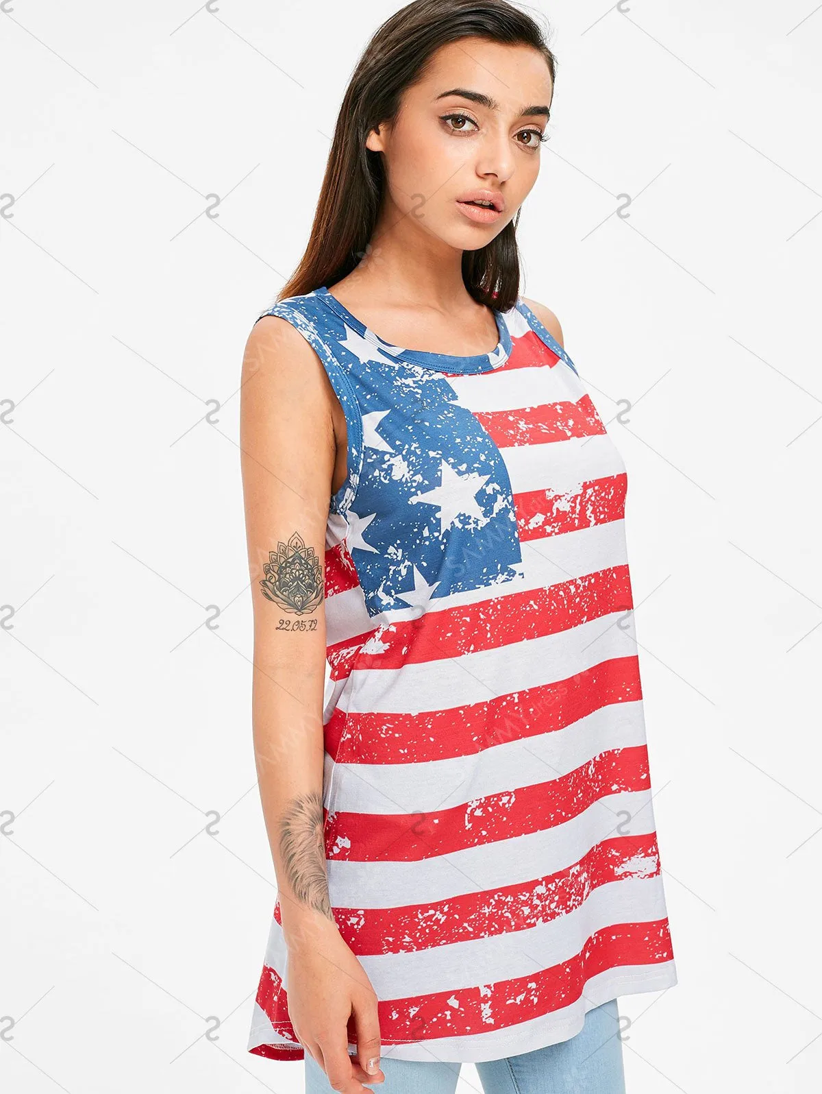 Patriotic High Low Tank Top - Red