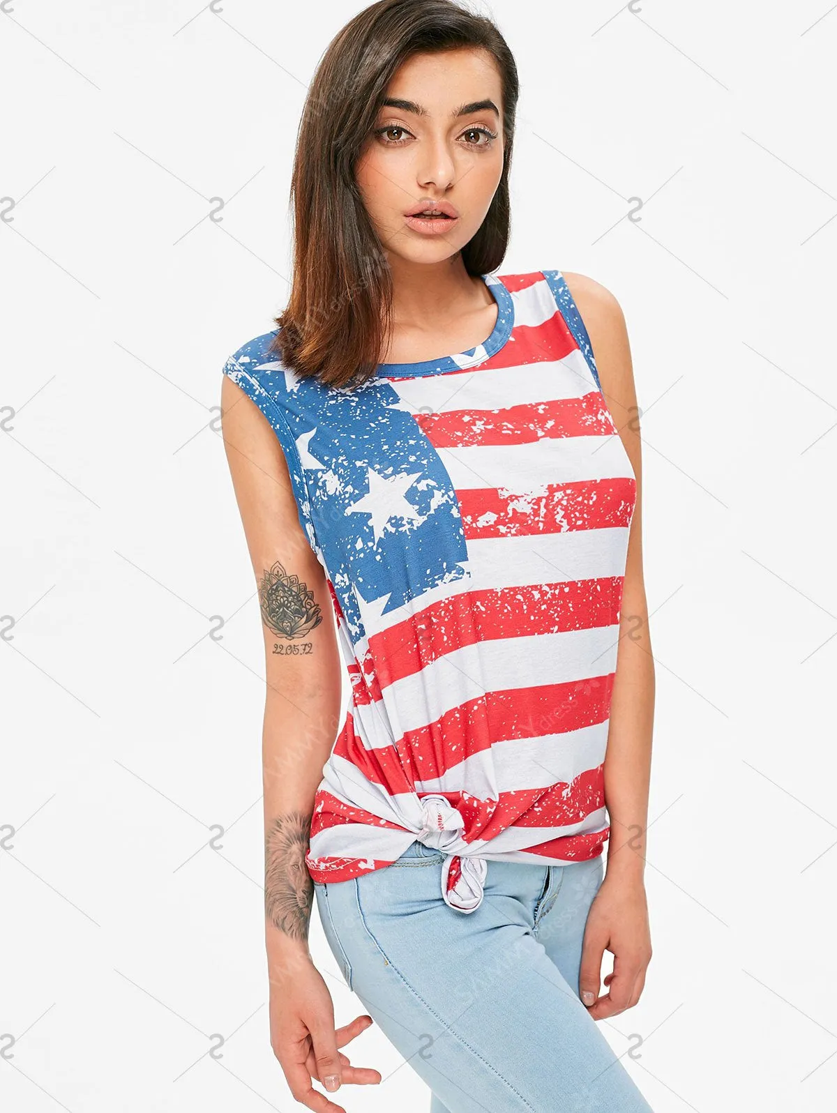 Patriotic High Low Tank Top - Red