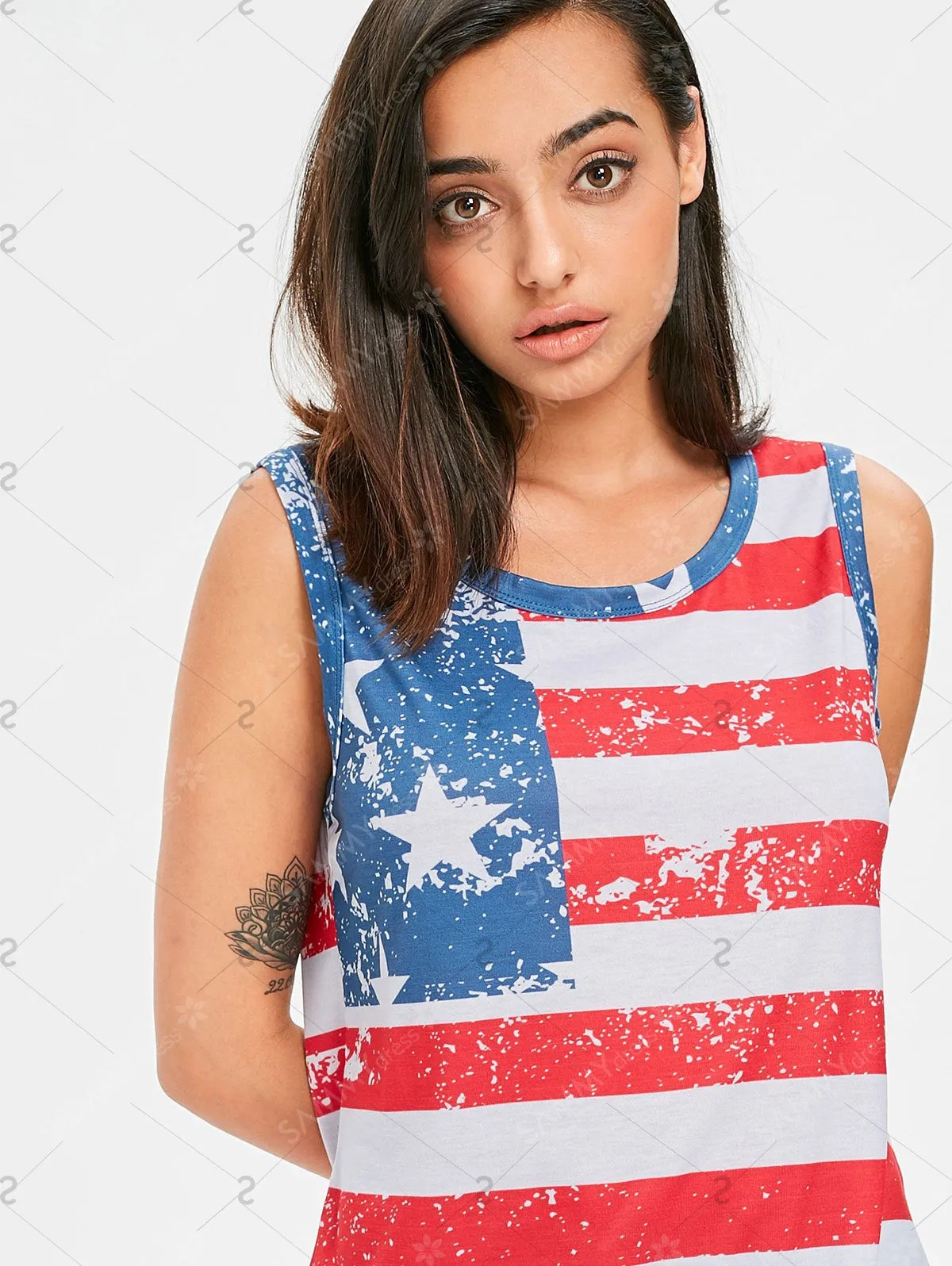 Patriotic High Low Tank Top - Red