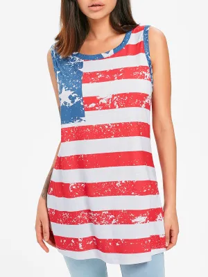 Patriotic High Low Tank Top - Red