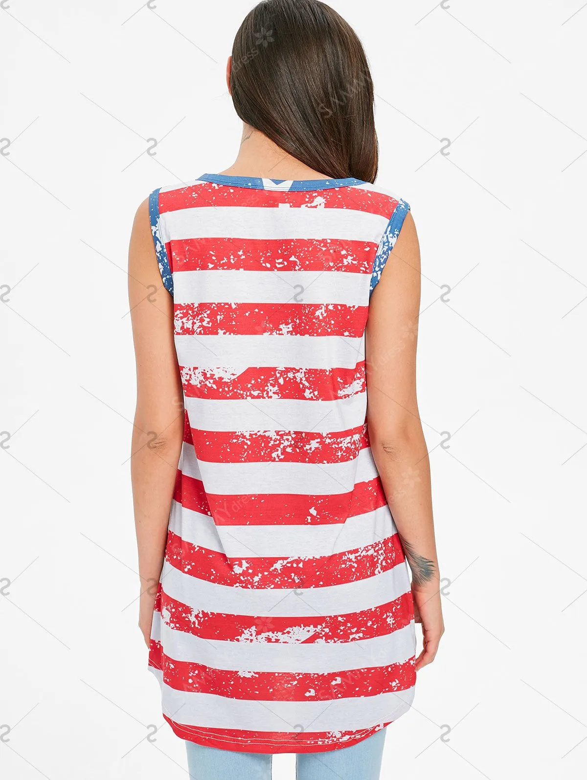 Patriotic High Low Tank Top - Red