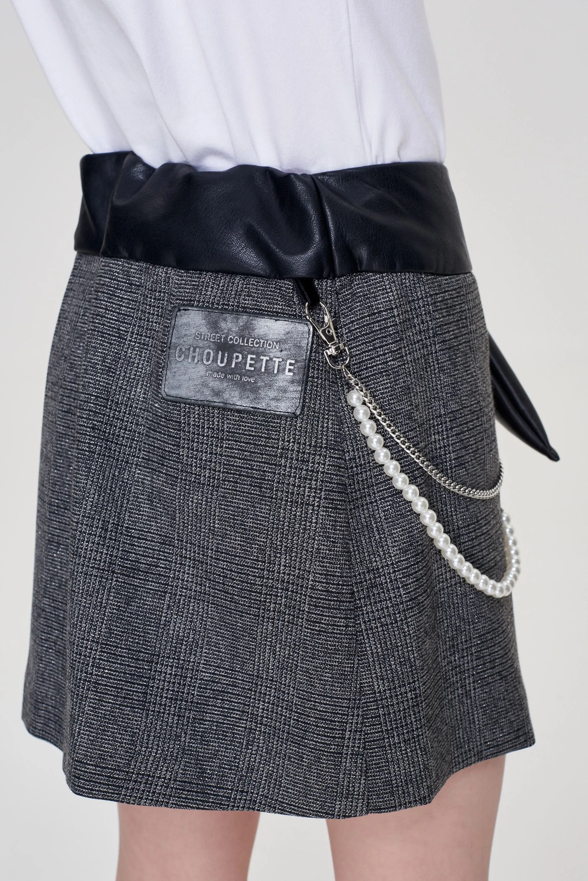 Pearl Chain Pleated Skirt