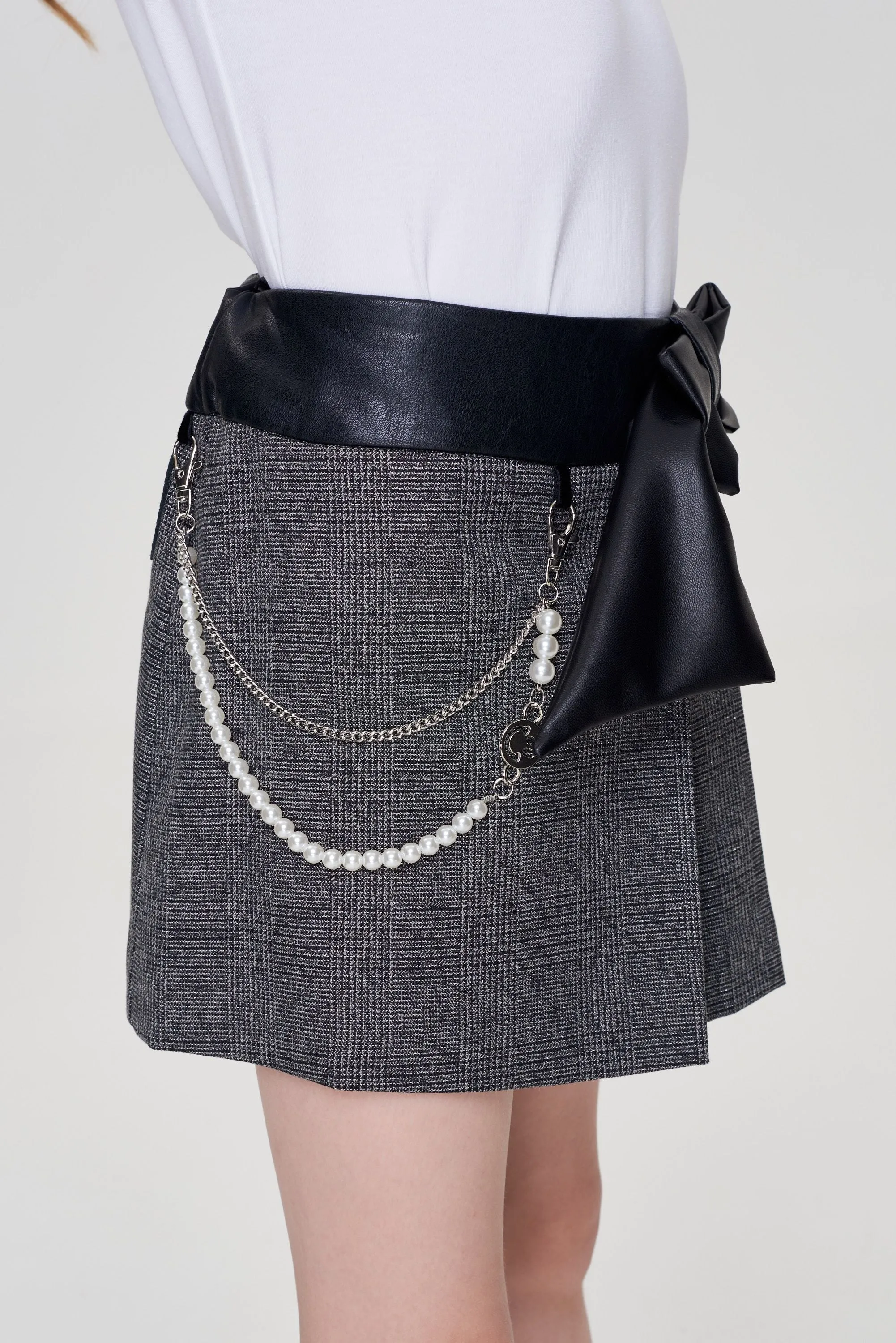 Pearl Chain Pleated Skirt