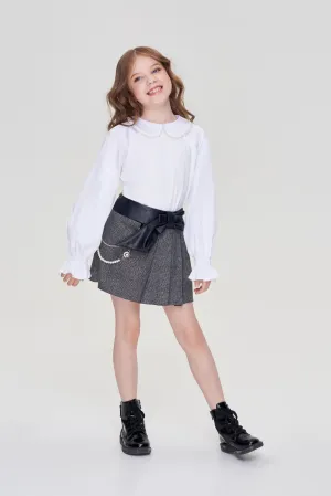 Pearl Chain Pleated Skirt