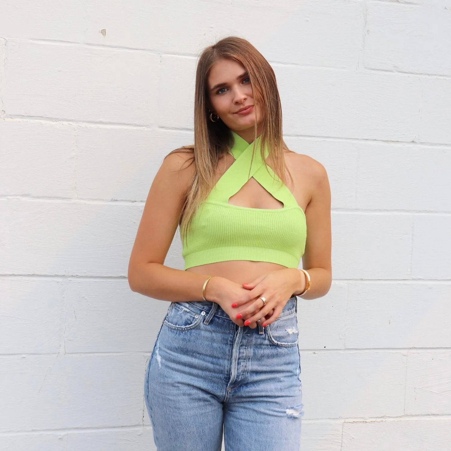 Peppermint Twist Lime Halter Top