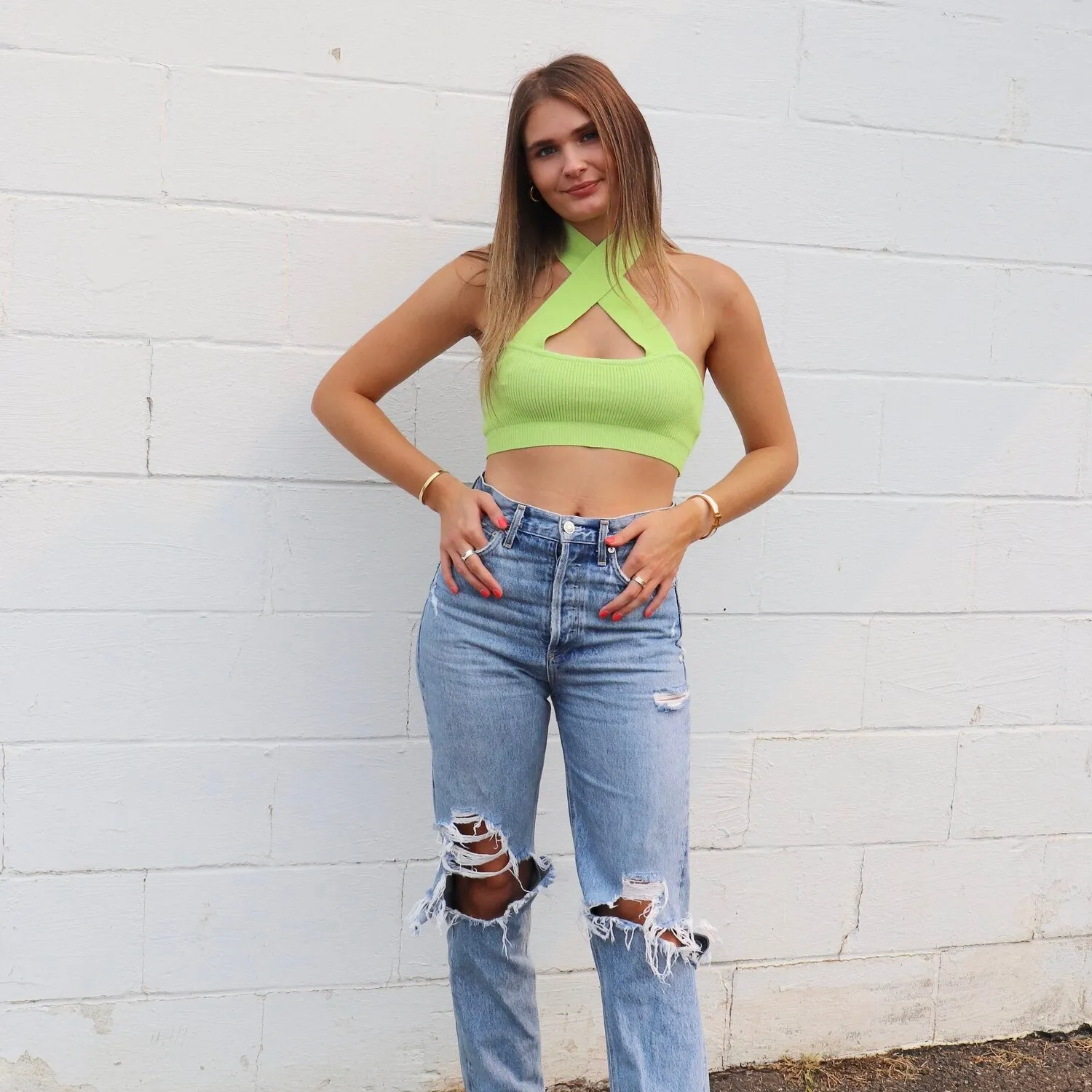 Peppermint Twist Lime Halter Top