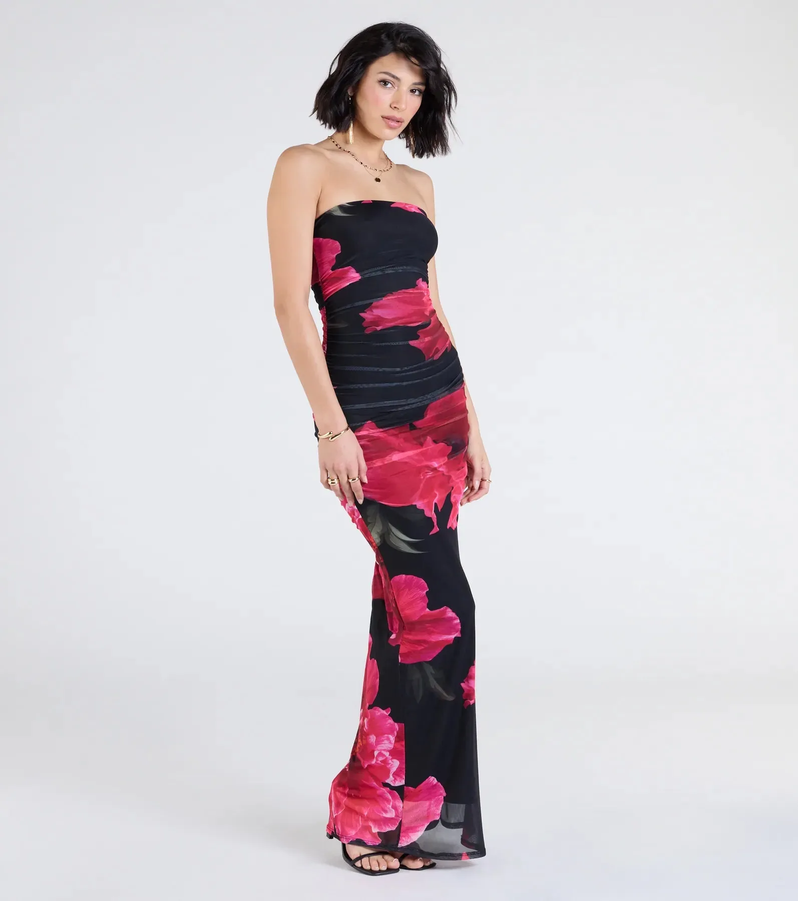 Perfect Petals Strapless Floral Maxi Dress