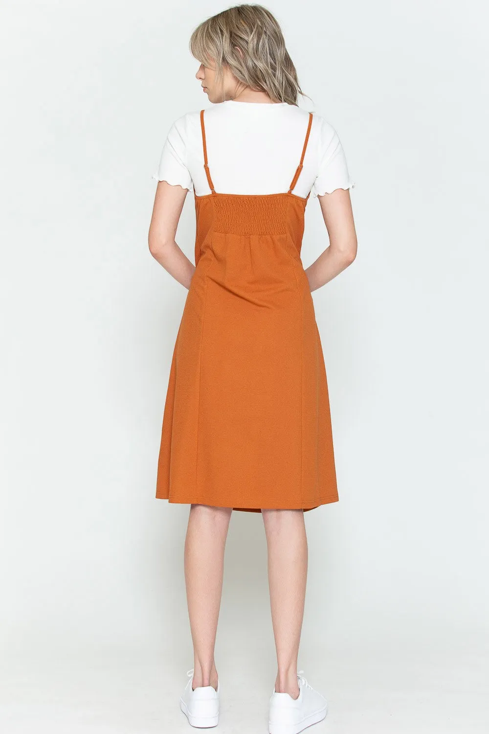 Persimmon Side Ruched Dress Rust