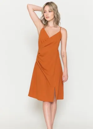 Persimmon Side Ruched Dress Rust