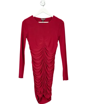 Pink Vanilla Red Long Sleeve Ruched Dress UK 10