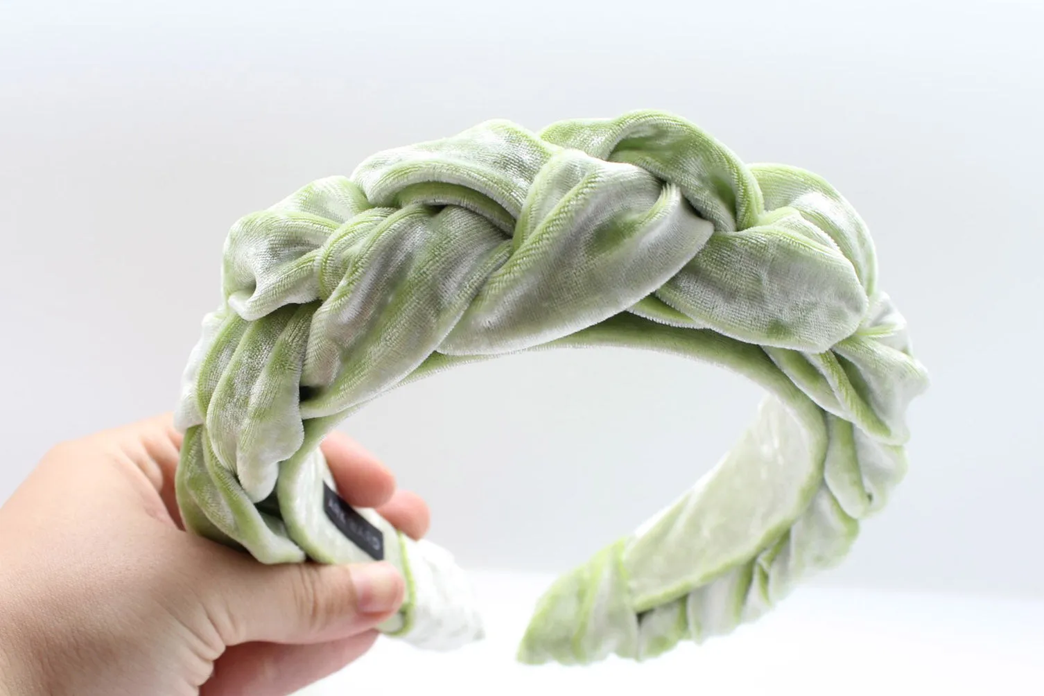 Pistachio Velvet Braided Headband