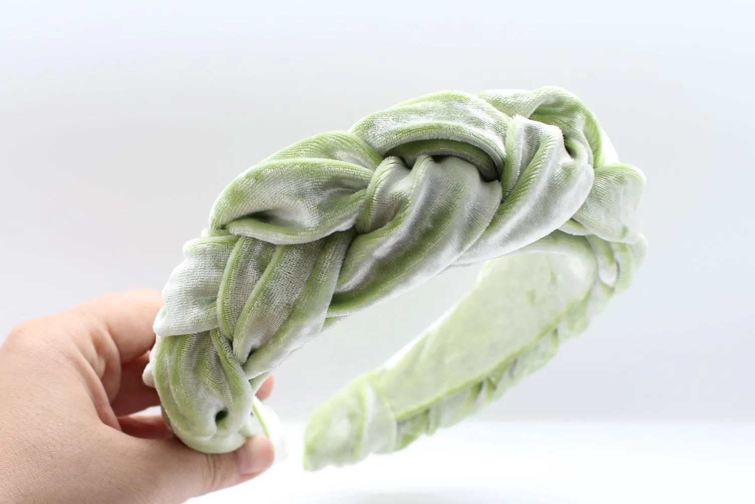 Pistachio Velvet Braided Headband