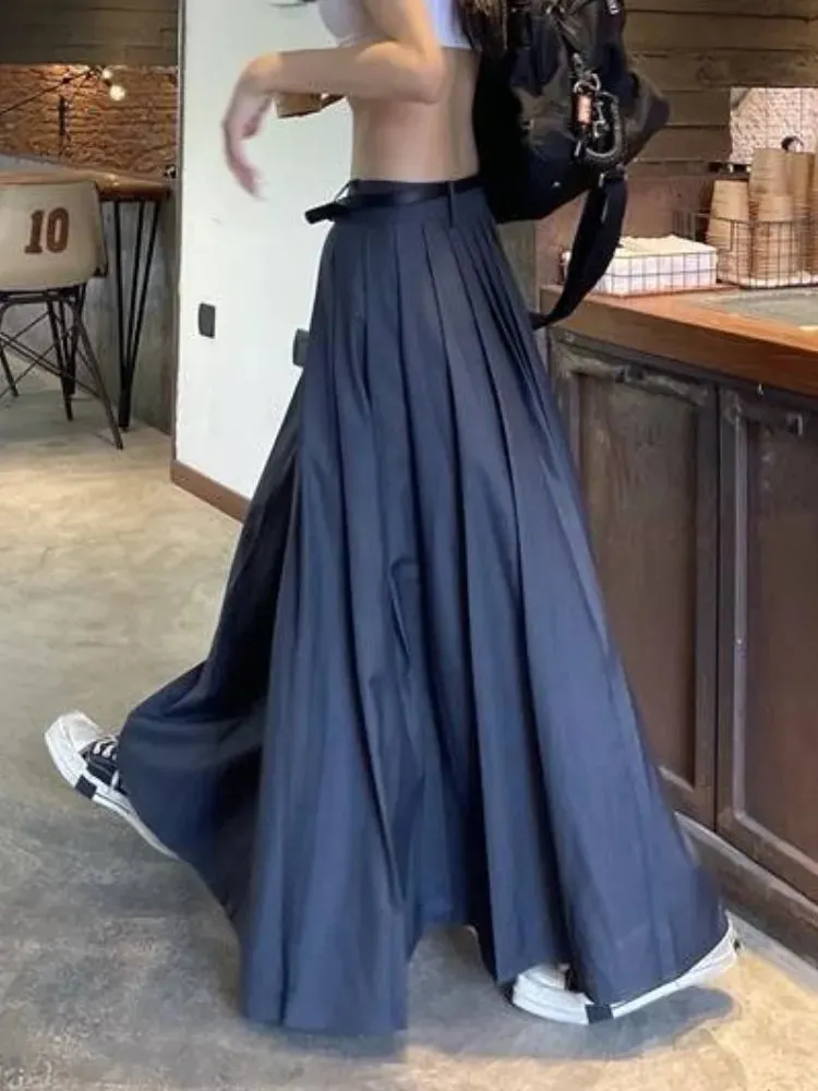Pleated Floor Length Solid Skirts