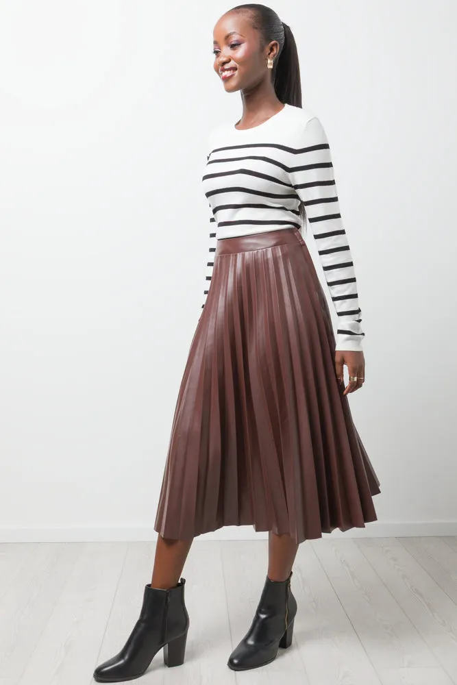 Pleated Skirt Brown