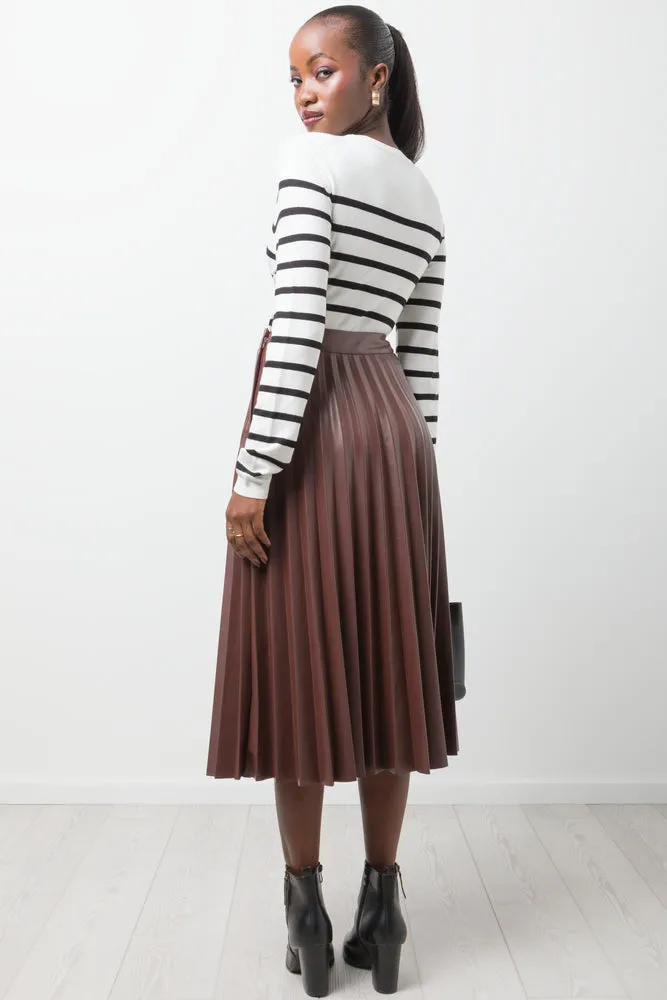 Pleated Skirt Brown