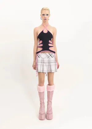 Pleated tartan mini skirt